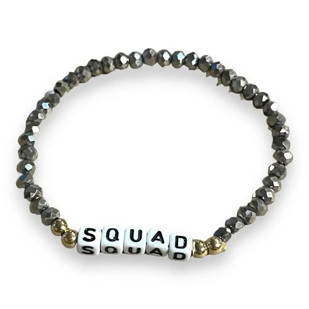 SQUAD Stretch Beaded Friendship Bracelets Set of 4 Pink Purple Lavender